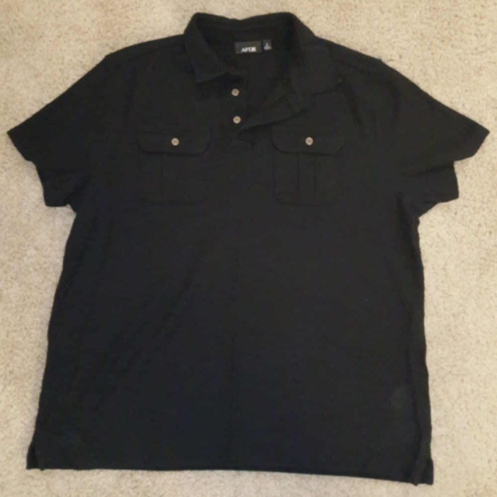 MEN'S APT9 POLO SHIRT TWO FRONT  POCKETS BLACK.